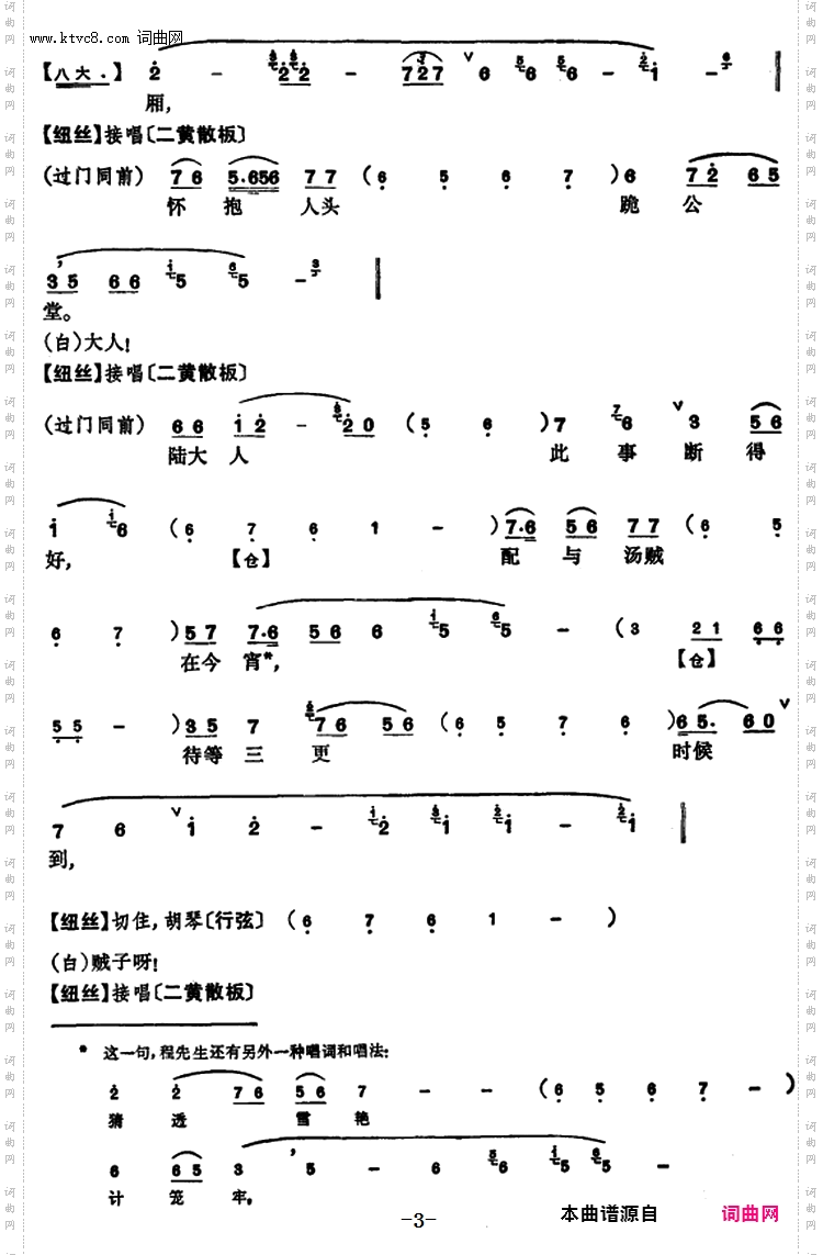 程砚秋唱腔集：《审头刺汤》