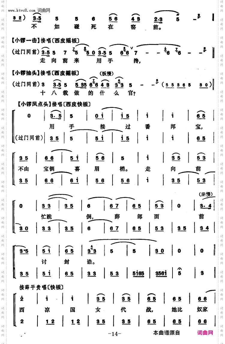 程砚秋唱腔集：《武家坡》