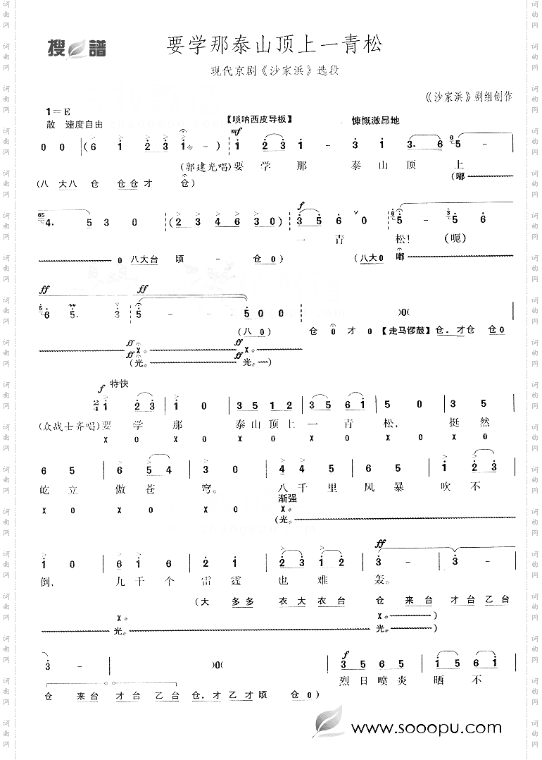 要学那泰山顶上一青松