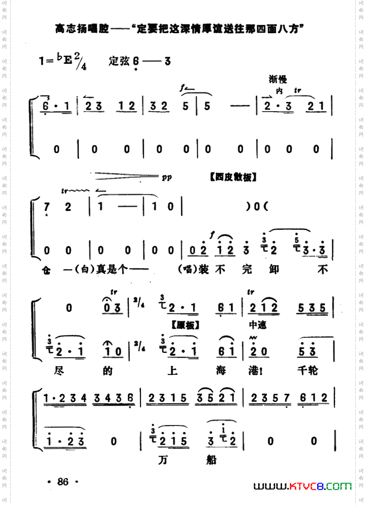 定要把这深情厚谊送往那四面八方《海港》高志扬唱段京胡伴奏+唱腔