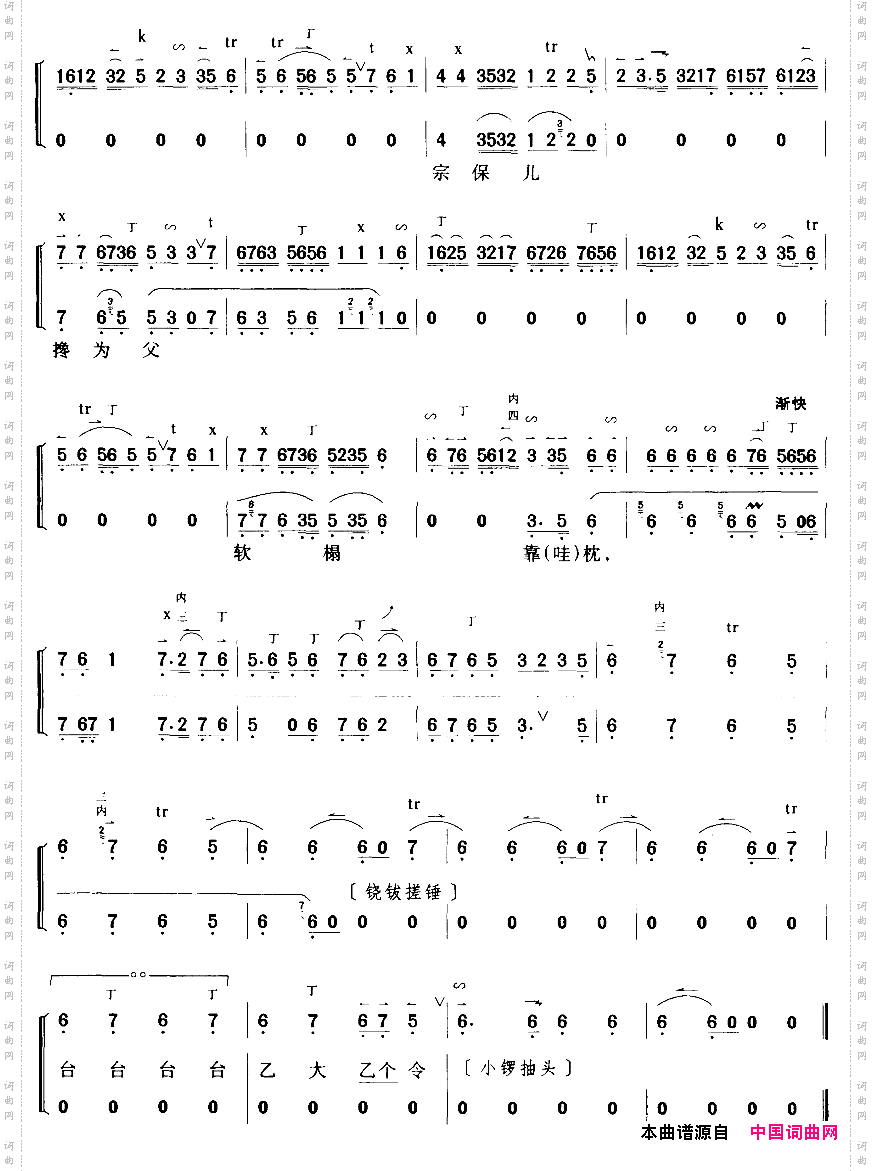 叹杨家投宋主心血用尽（京剧琴谱）