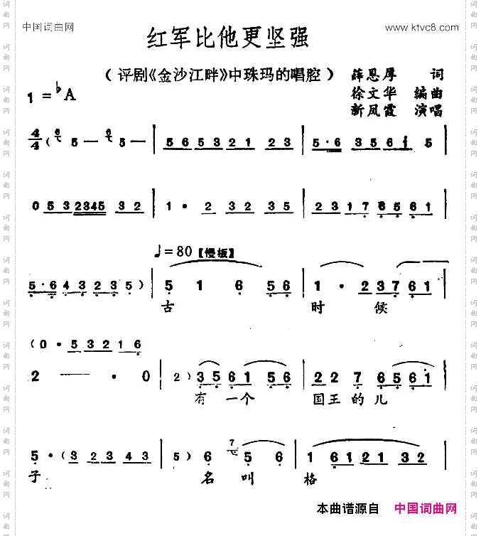 红军比他更坚强金沙江畔》珠玛唱段