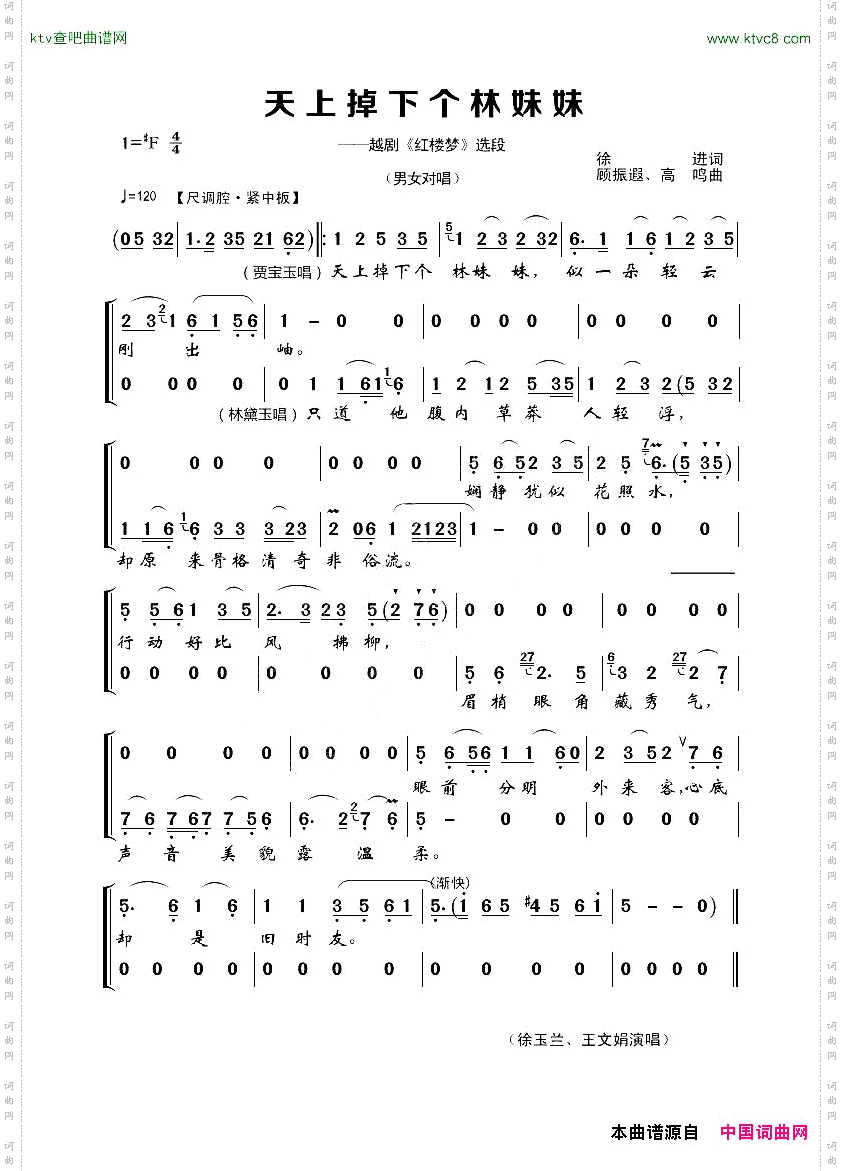 天上掉下个林妹妹越剧《红楼梦》选段