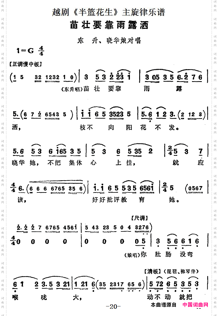 苗壮要靠雨露洒_越剧《半篮花生》全剧主旋律乐谱：P20-21