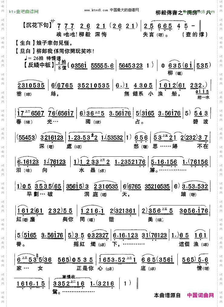 [粤剧粤曲]《柳毅传书·洞房》