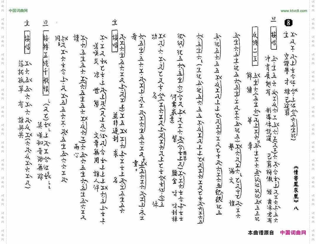 [粤曲]情寄凤求凰工尺谱