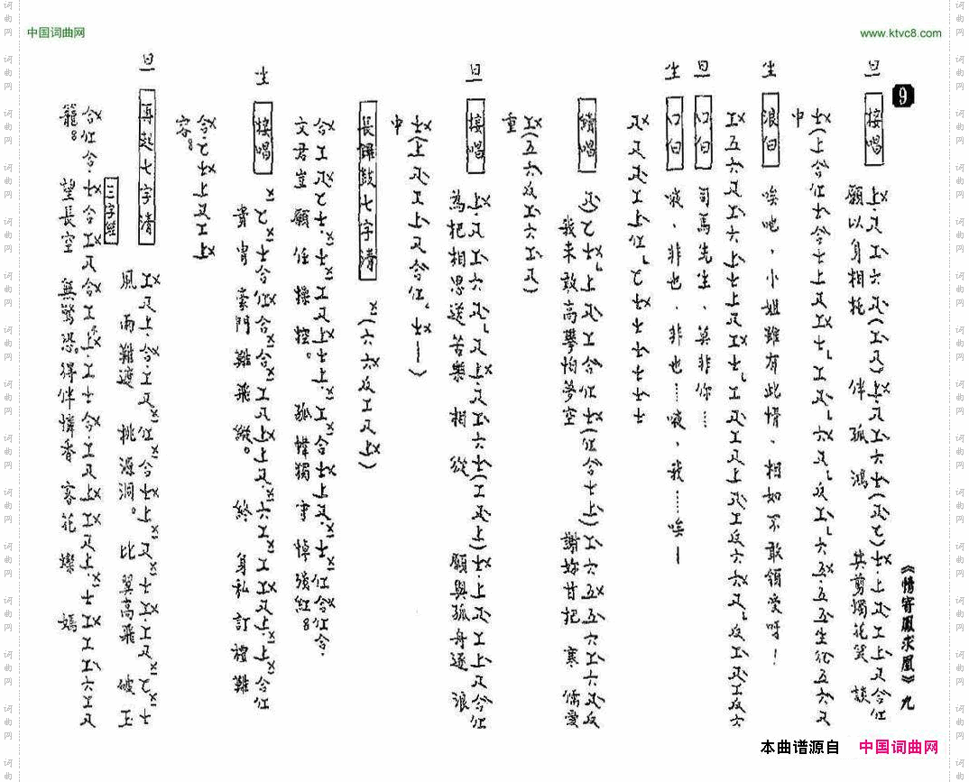 [粤曲]情寄凤求凰工尺谱