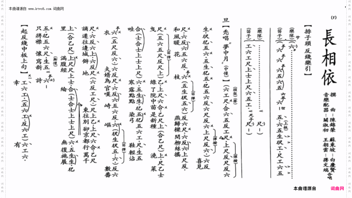 長相依_ 工尺譜
