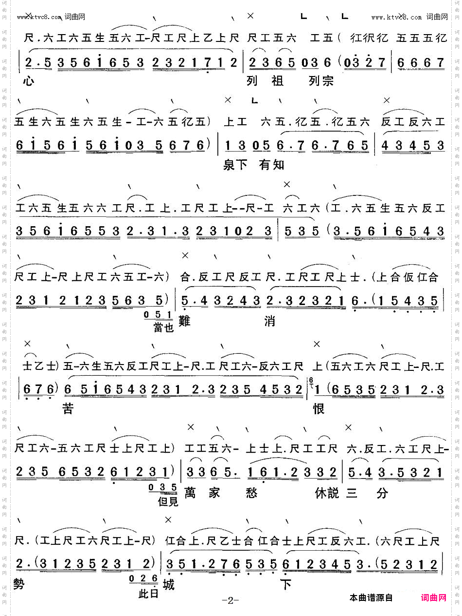 北地王哭太廟_【粤曲】工尺谱+简谱