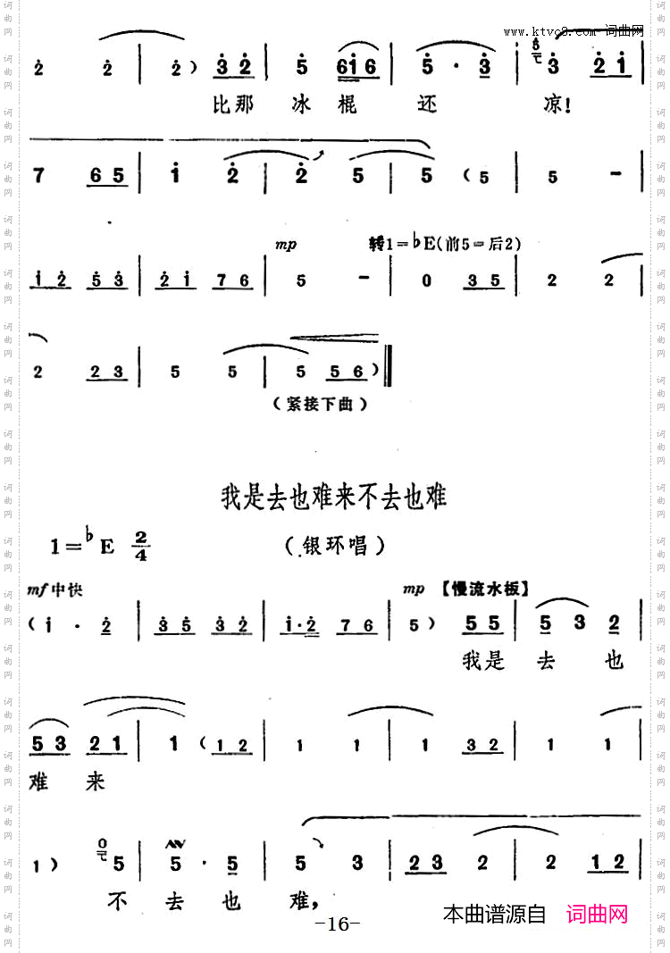 舞台版《朝阳沟》主旋律乐谱之第一场