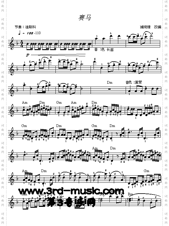 赛马片段[电子琴谱]