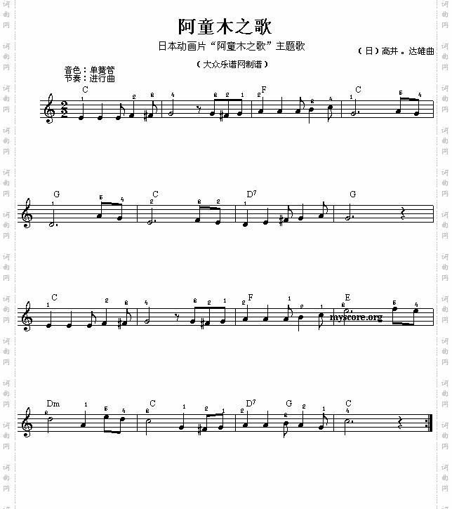 电子琴浅易练习之二十一阿童木之歌