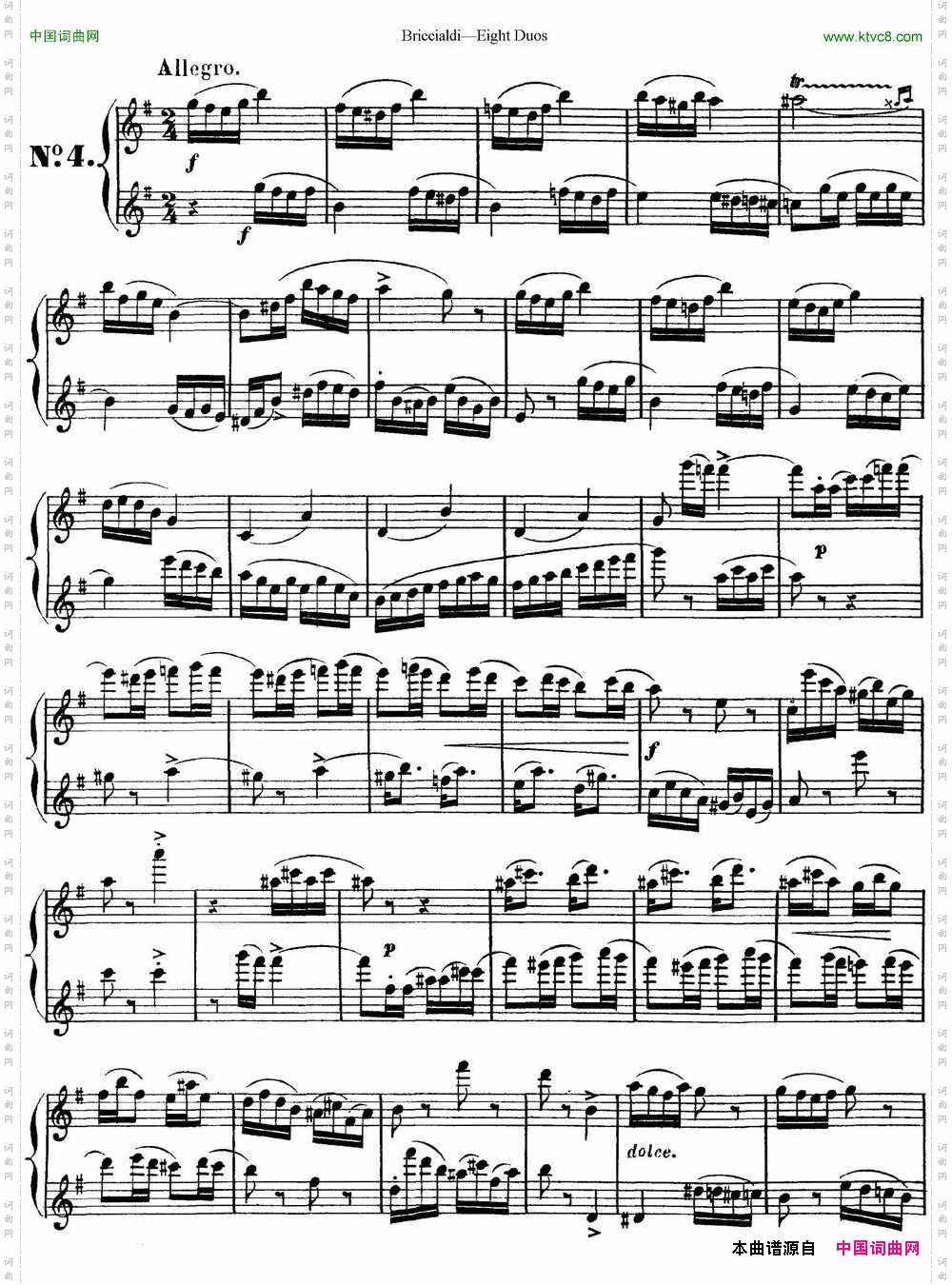 8首博瑞西亚第长笛二重奏NO.4