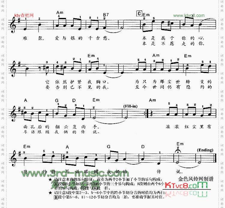 滚滚红尘同名电视剧插曲[电子琴谱]