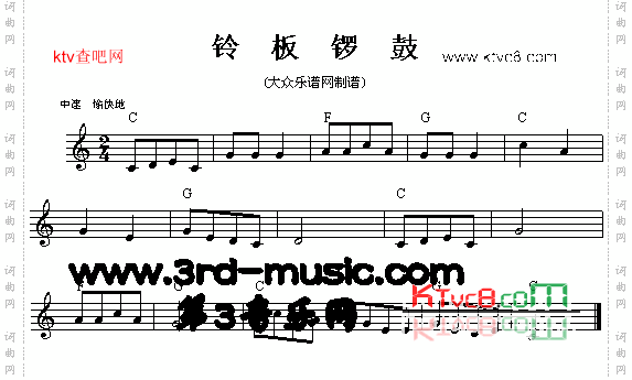 铃板锣鼓[电子琴谱]