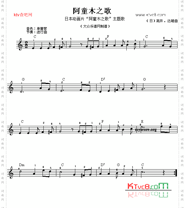 电子琴浅易练习之二十一阿童木之歌