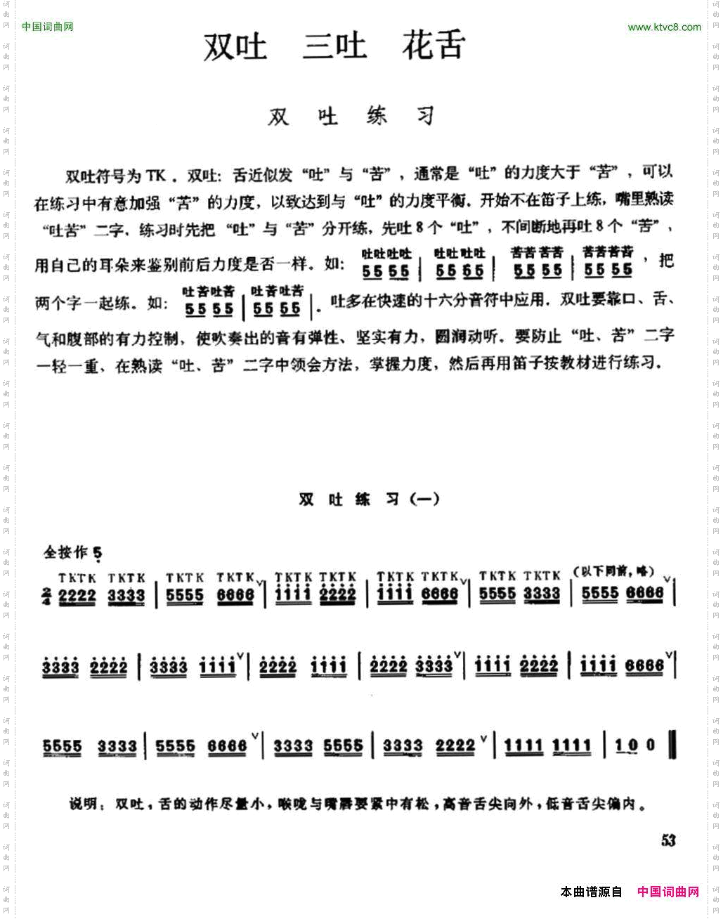 笛子双吐、三吐、花舌练习