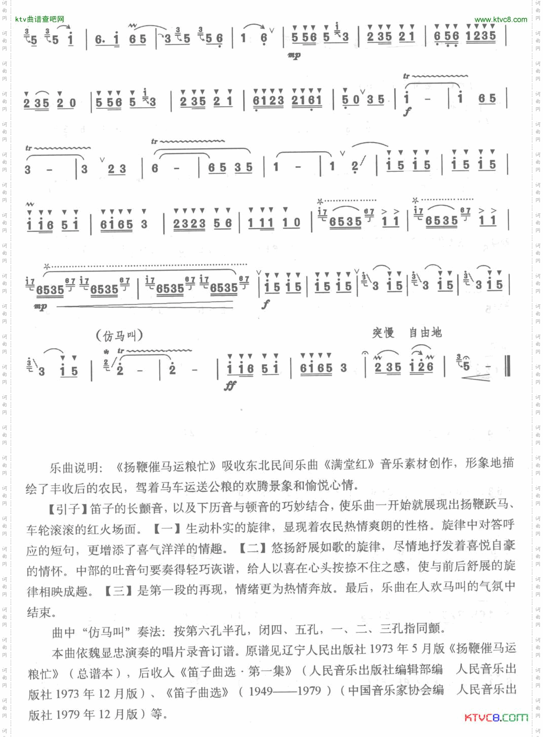 扬鞭催马运粮忙笛子