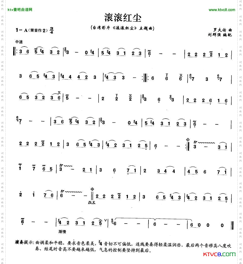 滚滚红尘简谱