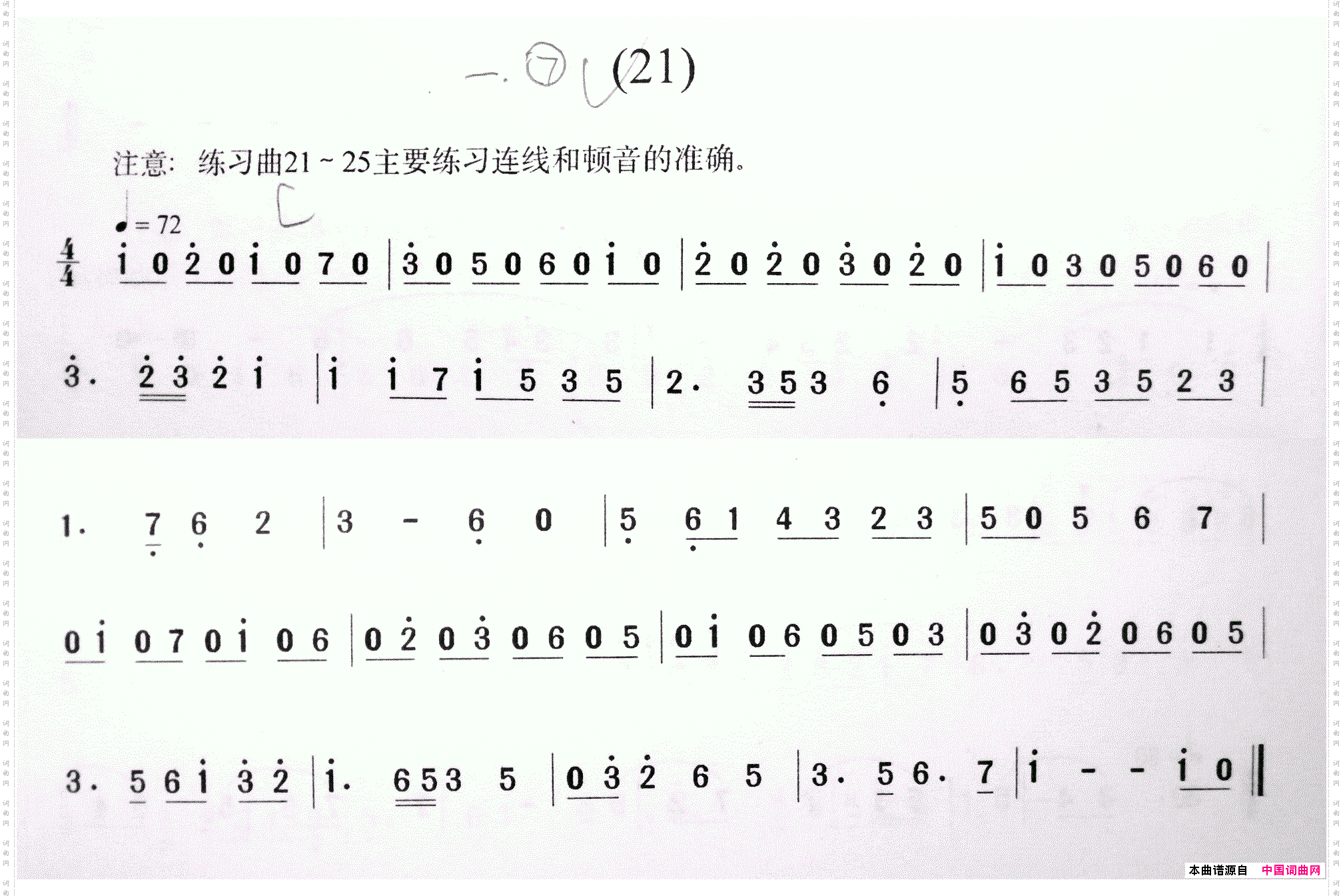 笛子基础教程曲谱一