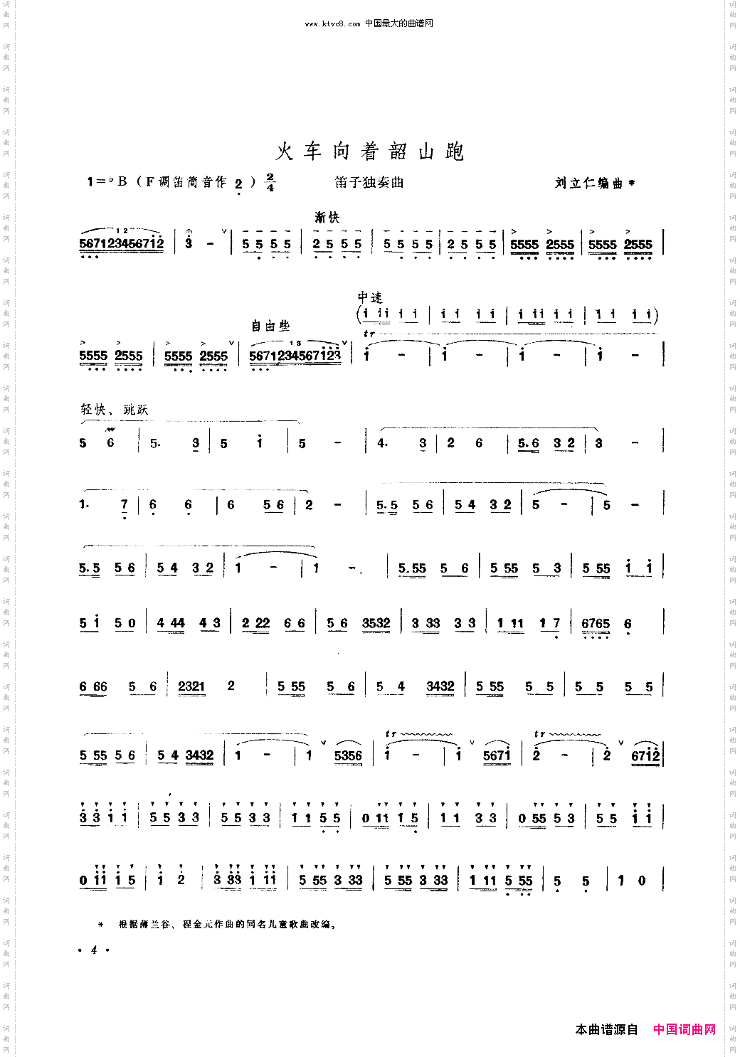 火车向着韶山跑笛子独奏