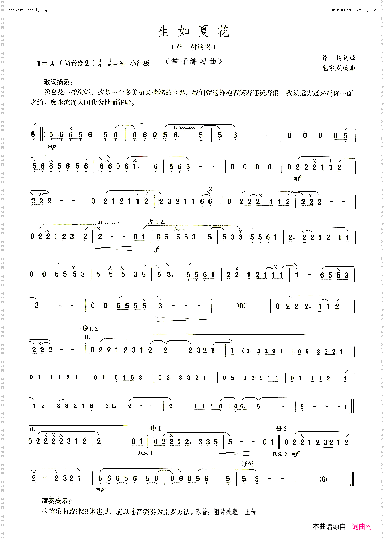 生如夏花_笛子练习曲