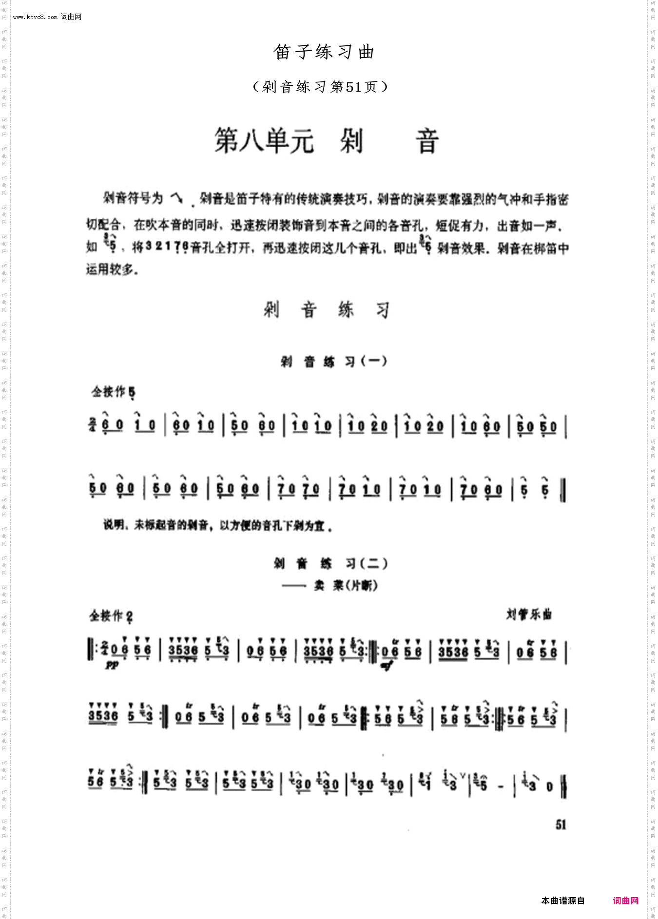 笛子练习曲_垜音练习第51页
