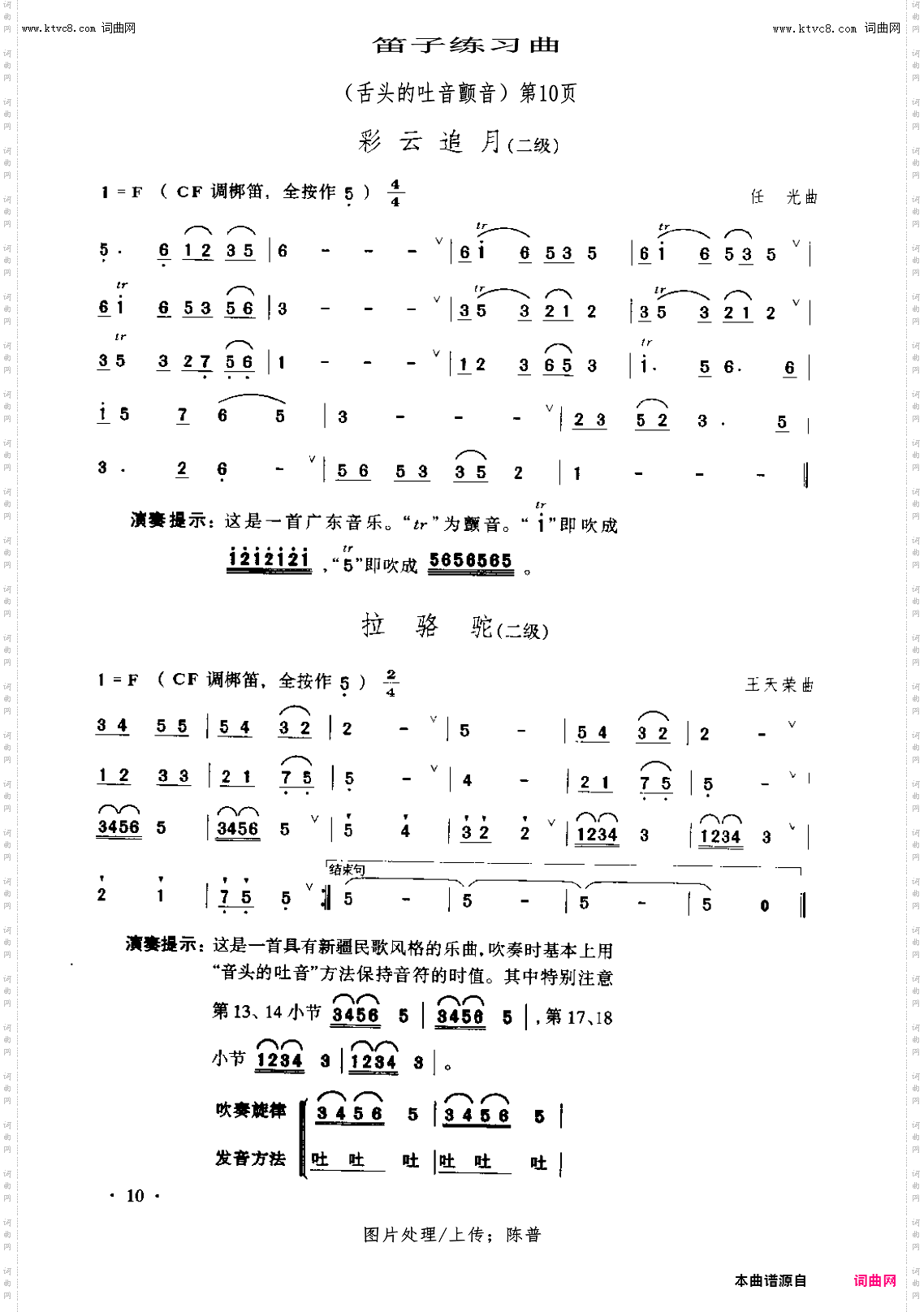 笛子练习曲_舌头的吐音颤音练习第【10】页