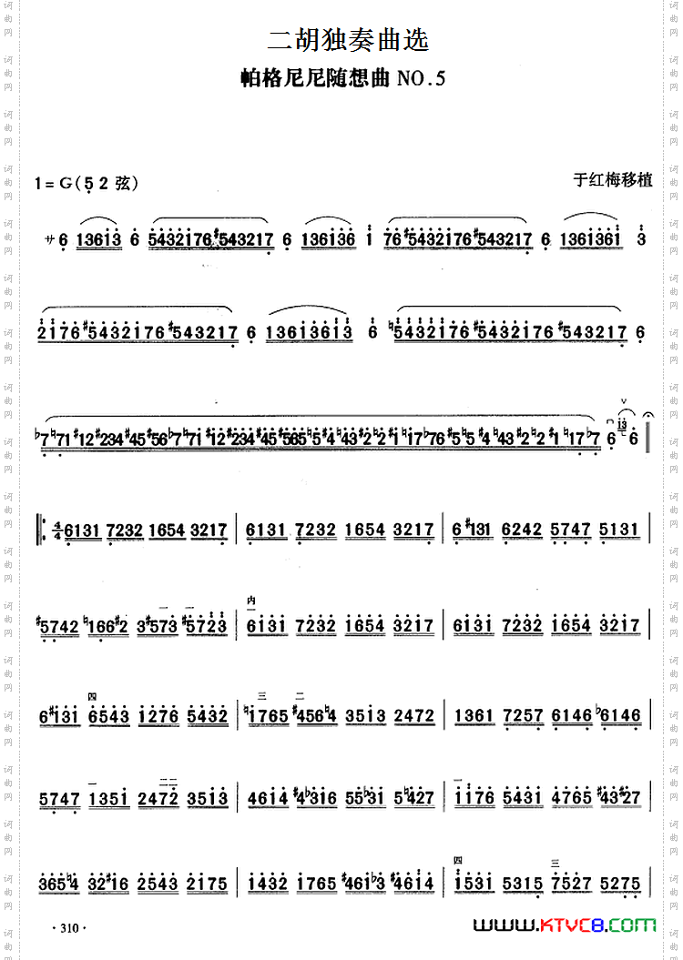 二胡独奏曲选：帕格尼尼随想曲NO.5