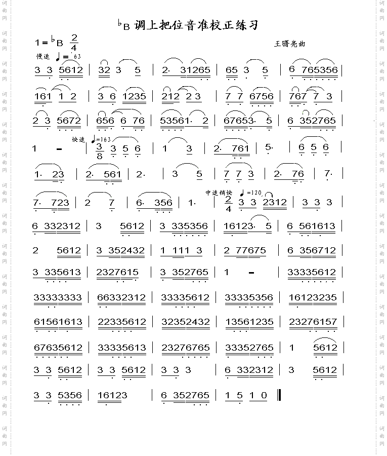 降B调上把音准校正练习
