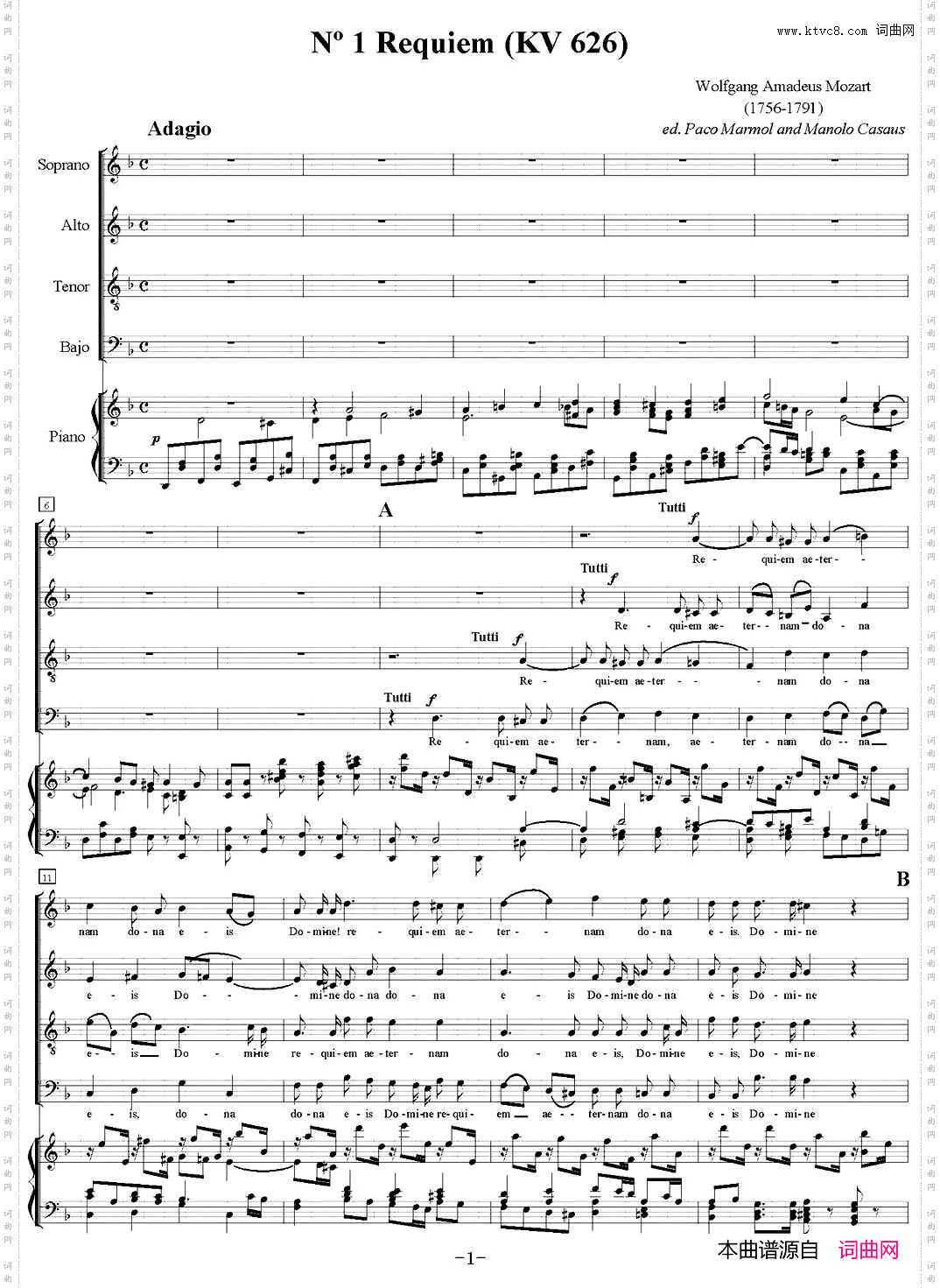 N°1RequiemKV626萨克斯四重奏+钢琴伴奏_N°1 RequiemKV 626萨克斯四重奏+钢琴伴奏