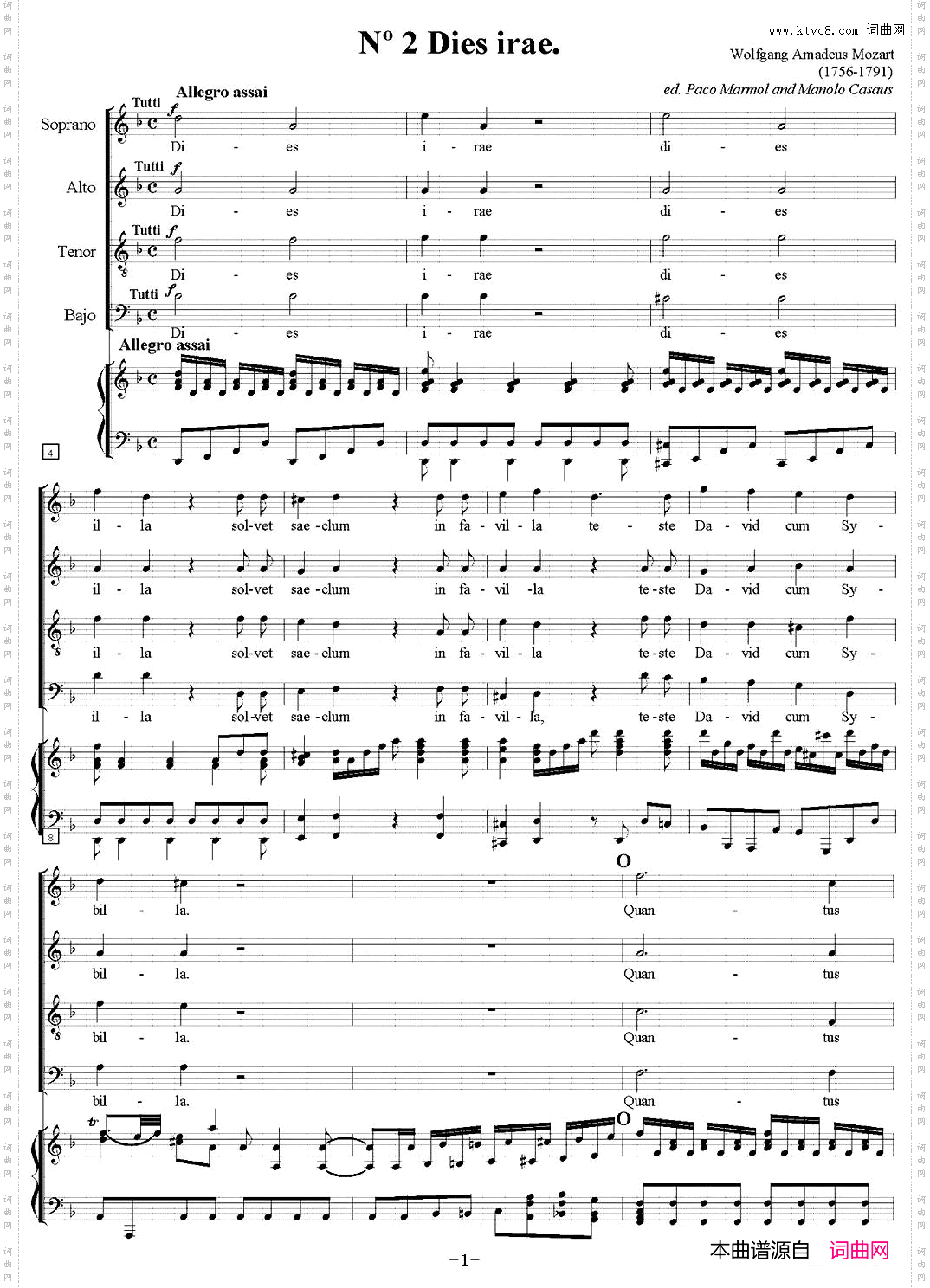 N°2Diesirae萨克斯四重奏+钢琴伴奏_N°2 Dies irae萨克斯四重奏+钢琴伴奏