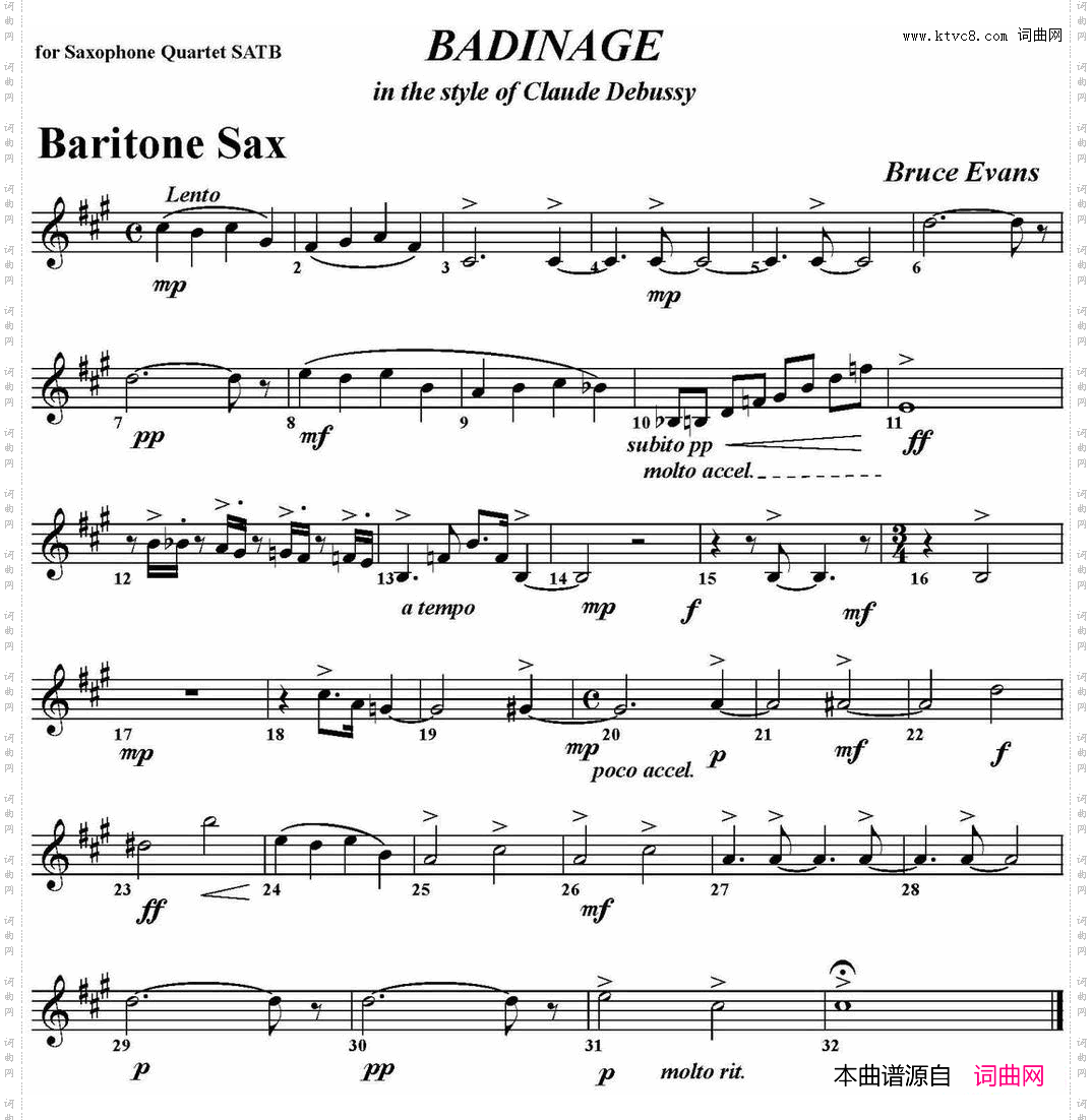 BADINAGE四重奏·上低音萨克斯分谱