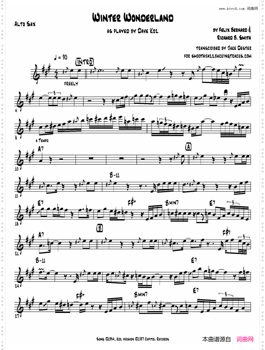 WinterWonderla-nd中音萨克斯_Winter Wonderla-nd中音萨克斯