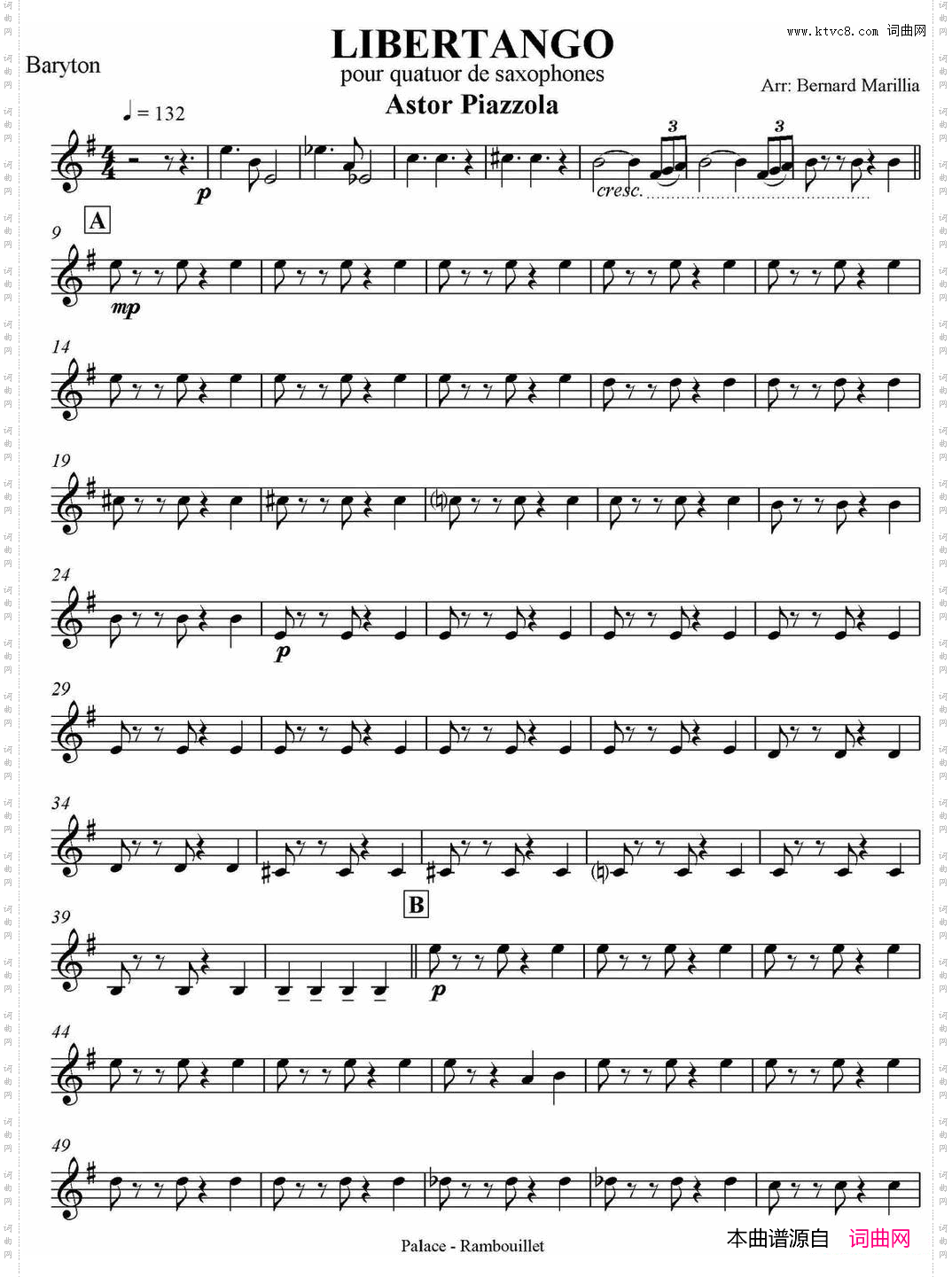 LIBERTANGO四重奏·上低音萨克斯分谱