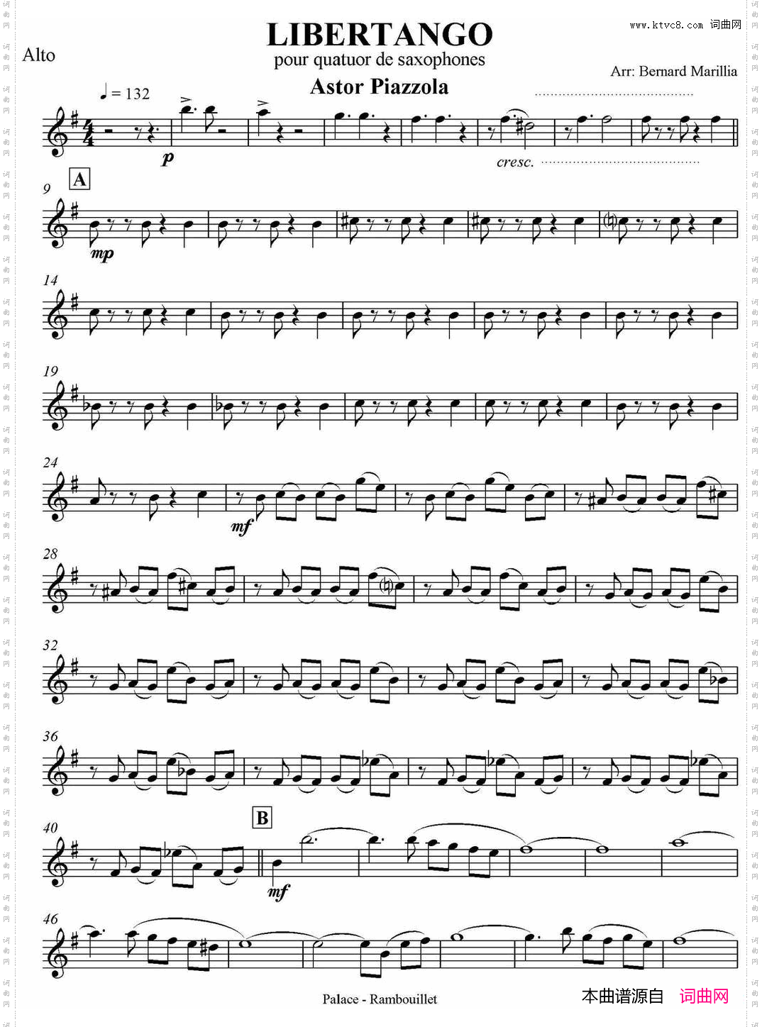 LIBERTANGO四重奏·中音萨克斯分谱