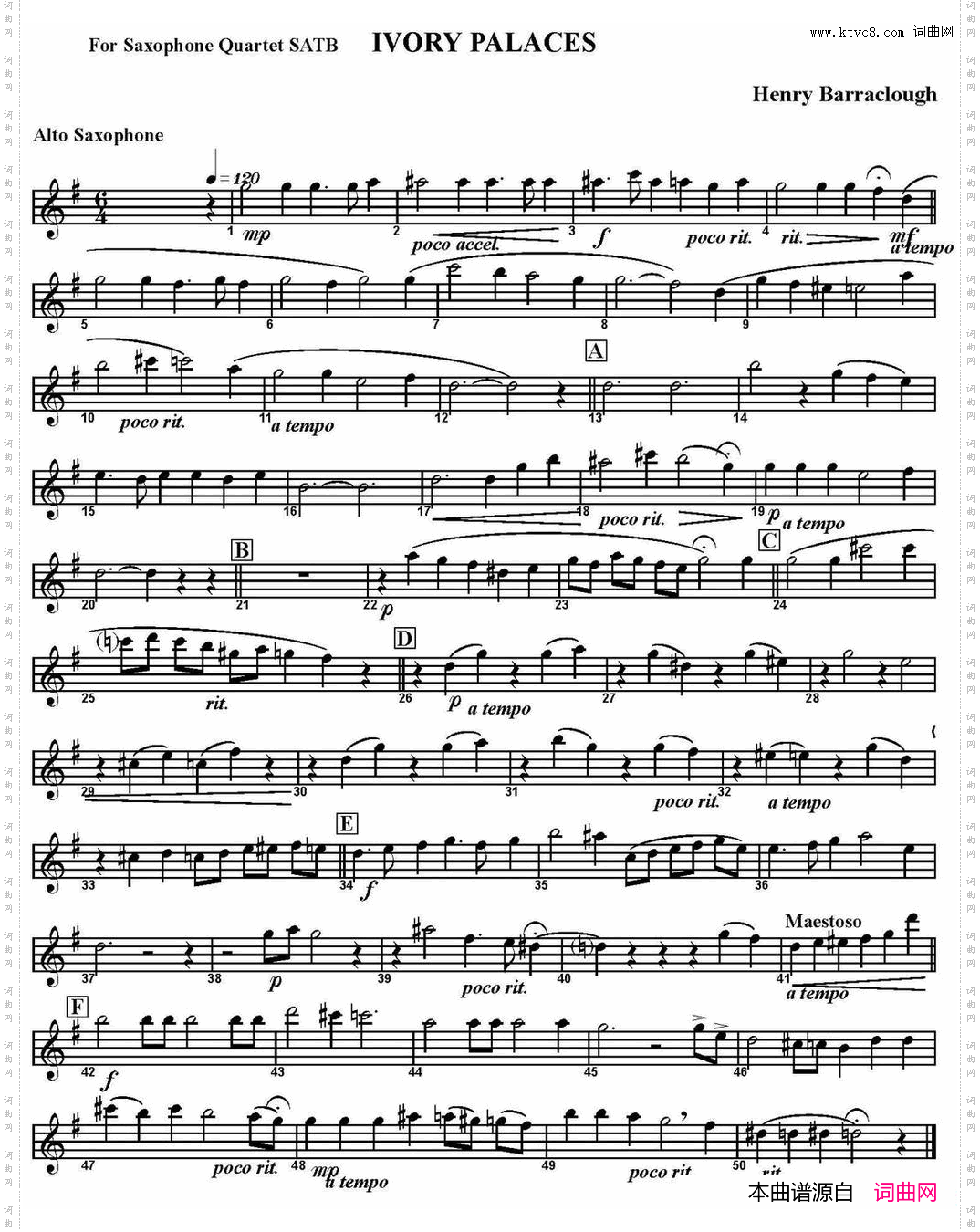 IVORYPALACES四重奏·中音萨克斯分谱_IVORY PALACES四重奏·中音萨克斯分谱
