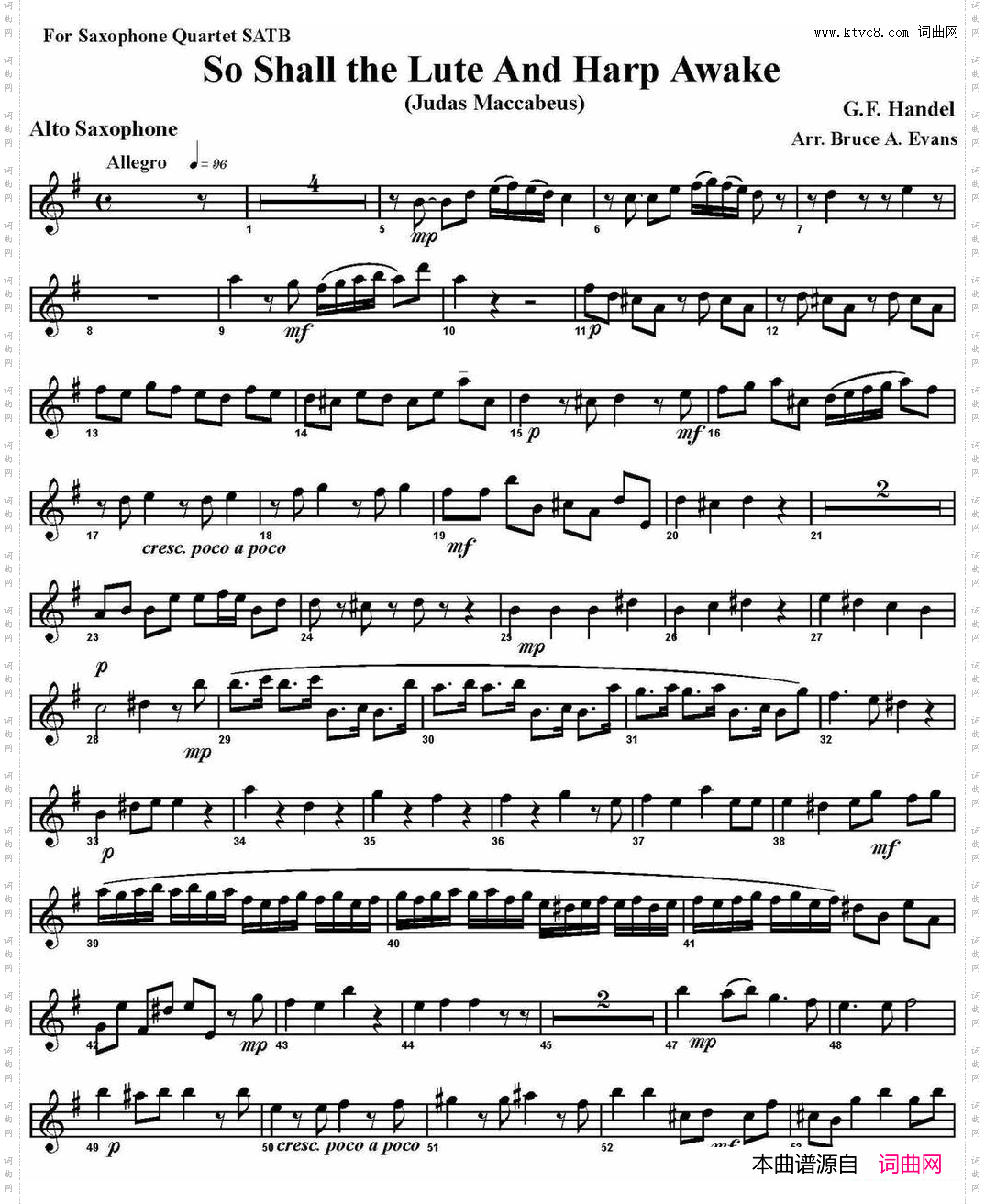 SoShalltheLuteAndHarpAwake四重奏·中音萨克斯分谱_So Shall the Lute And Harp Awake四重奏·中音萨克斯分谱
