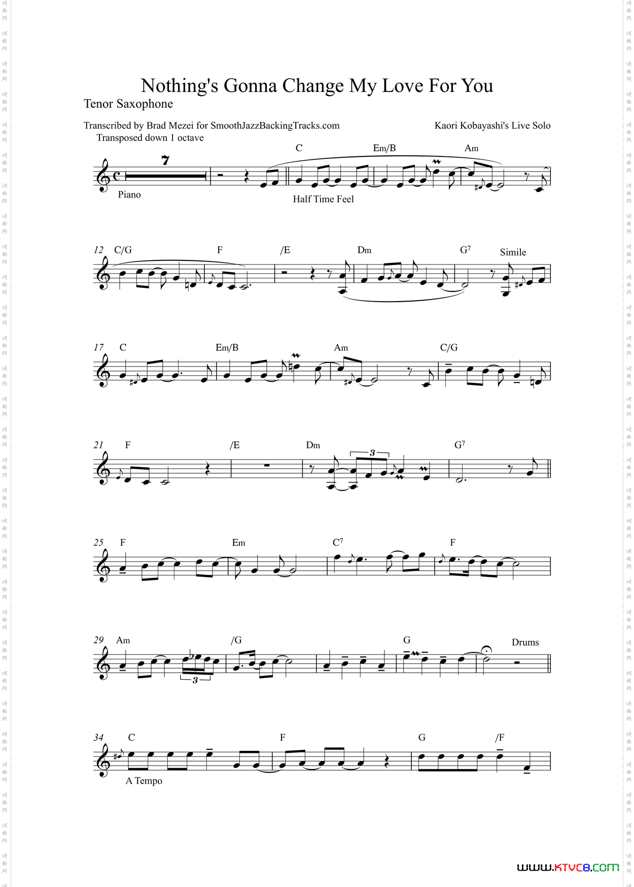 Nothing‘sGonnaChangeMyLoveFouYour次中音萨克斯_Nothing‘s Gonna Change My Love Fou Your次中音萨克斯