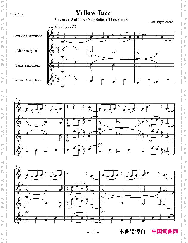 YellowJazzsaxophonequartet四重奏