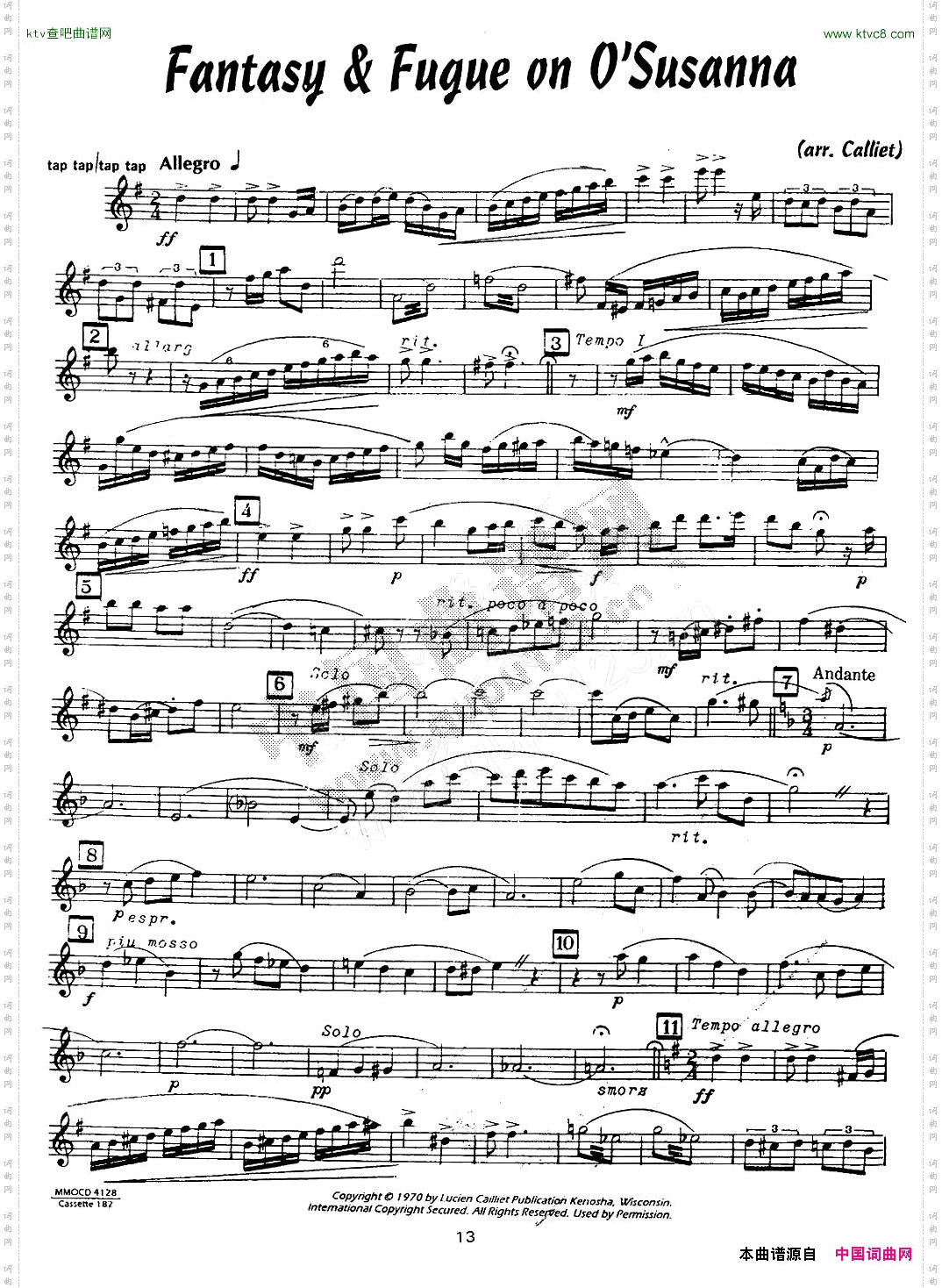 赋格曲-苏珊娜四重奏alto—中音萨克斯分谱