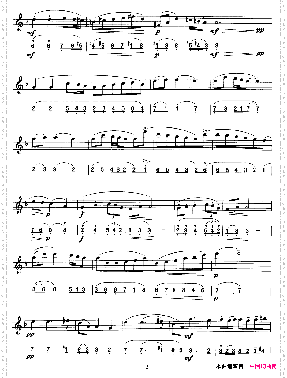 萨拉班德舞曲线、简谱混排版