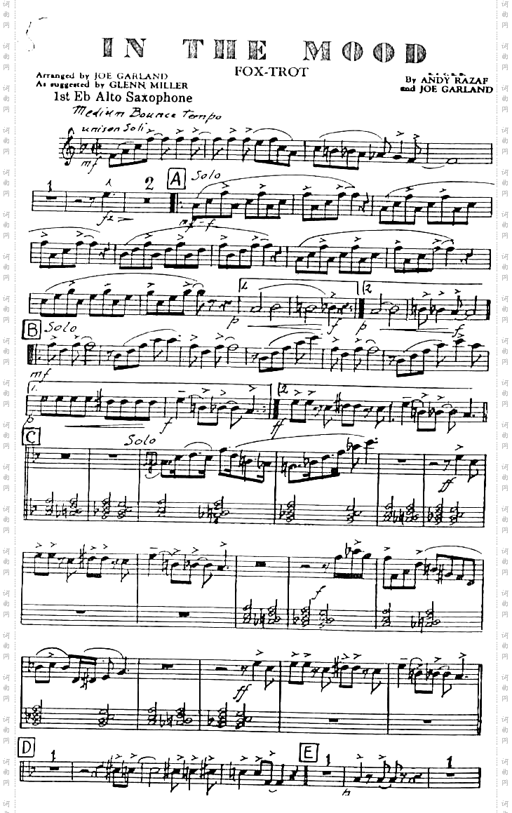 协奏曲萨克斯爵士乐音乐考级乐谱