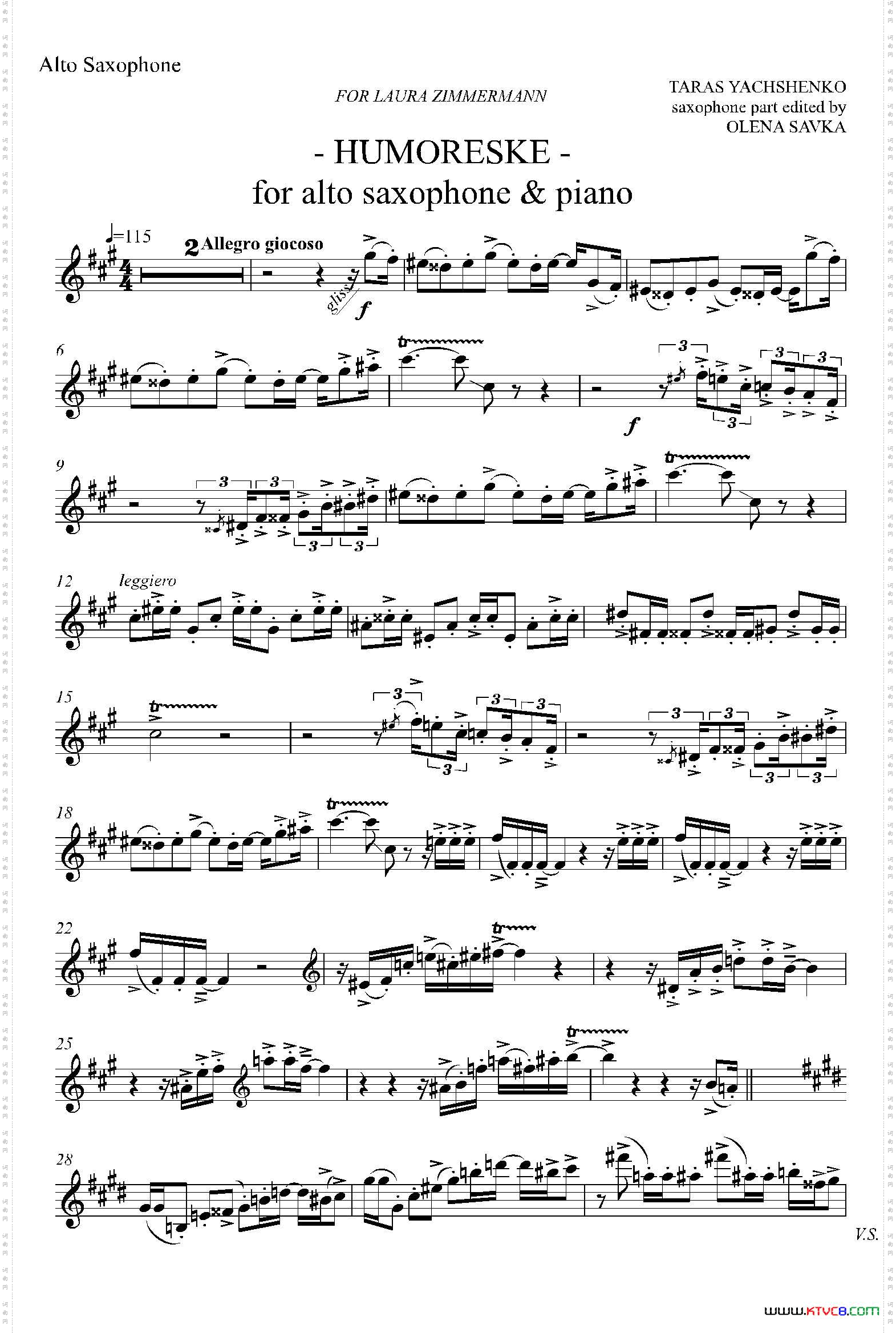 HUMORESKE中音萨克斯独奏