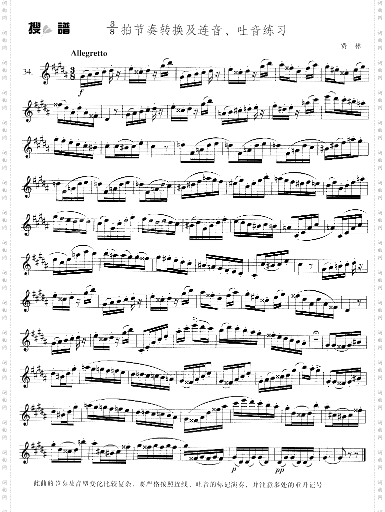 3/8拍节奏转换及连音吐音练习
