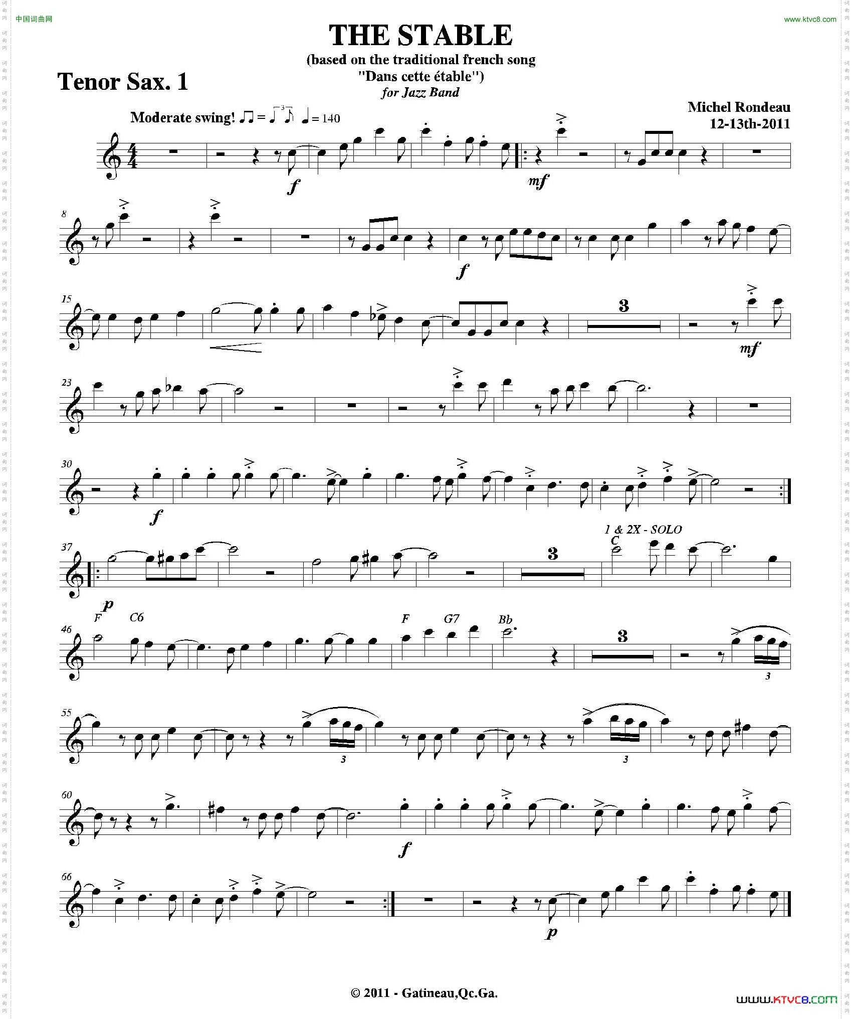 THESTABLE第一次中音萨克斯分谱_THE STABLE第一次中音萨克斯分谱