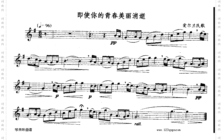 即使你的青春美丽消逝-五线谱