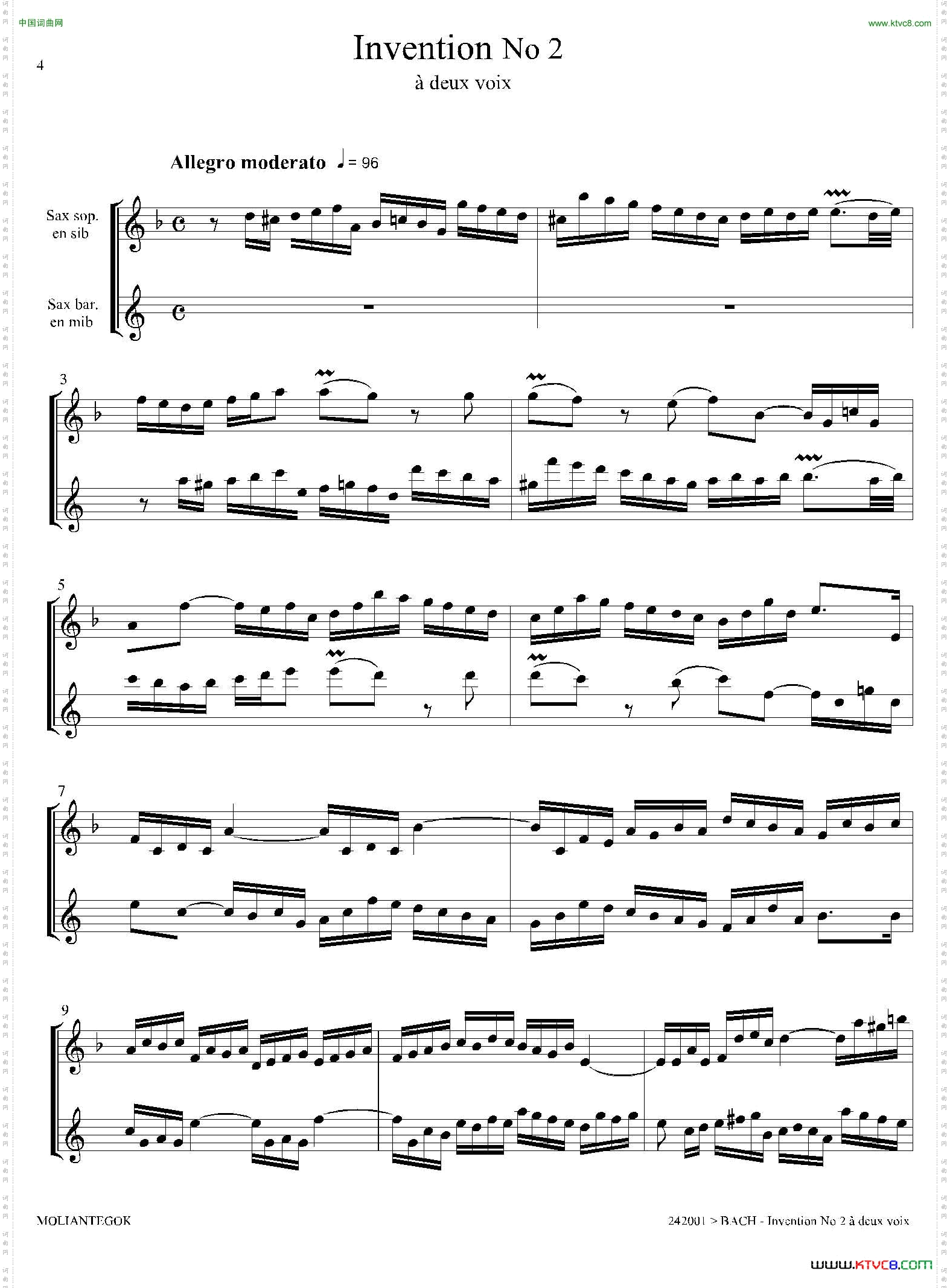 Inventions巴赫15首创意曲二重奏—2_Inventions 巴赫15首创意曲二重奏—2