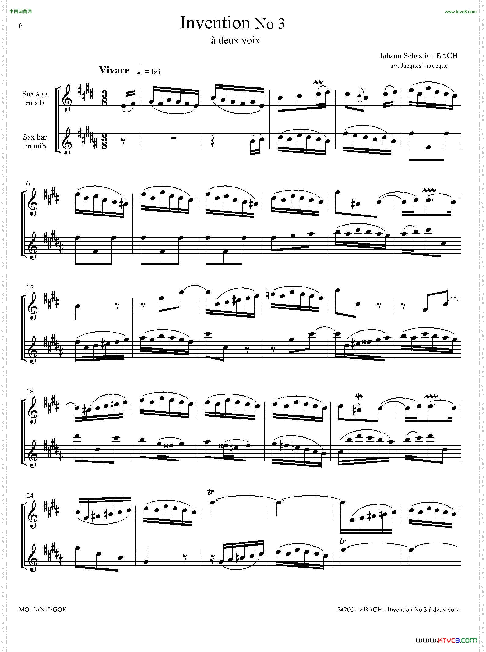 Inventions巴赫15首创意曲二重奏—3_Inventions 巴赫15首创意曲二重奏—3