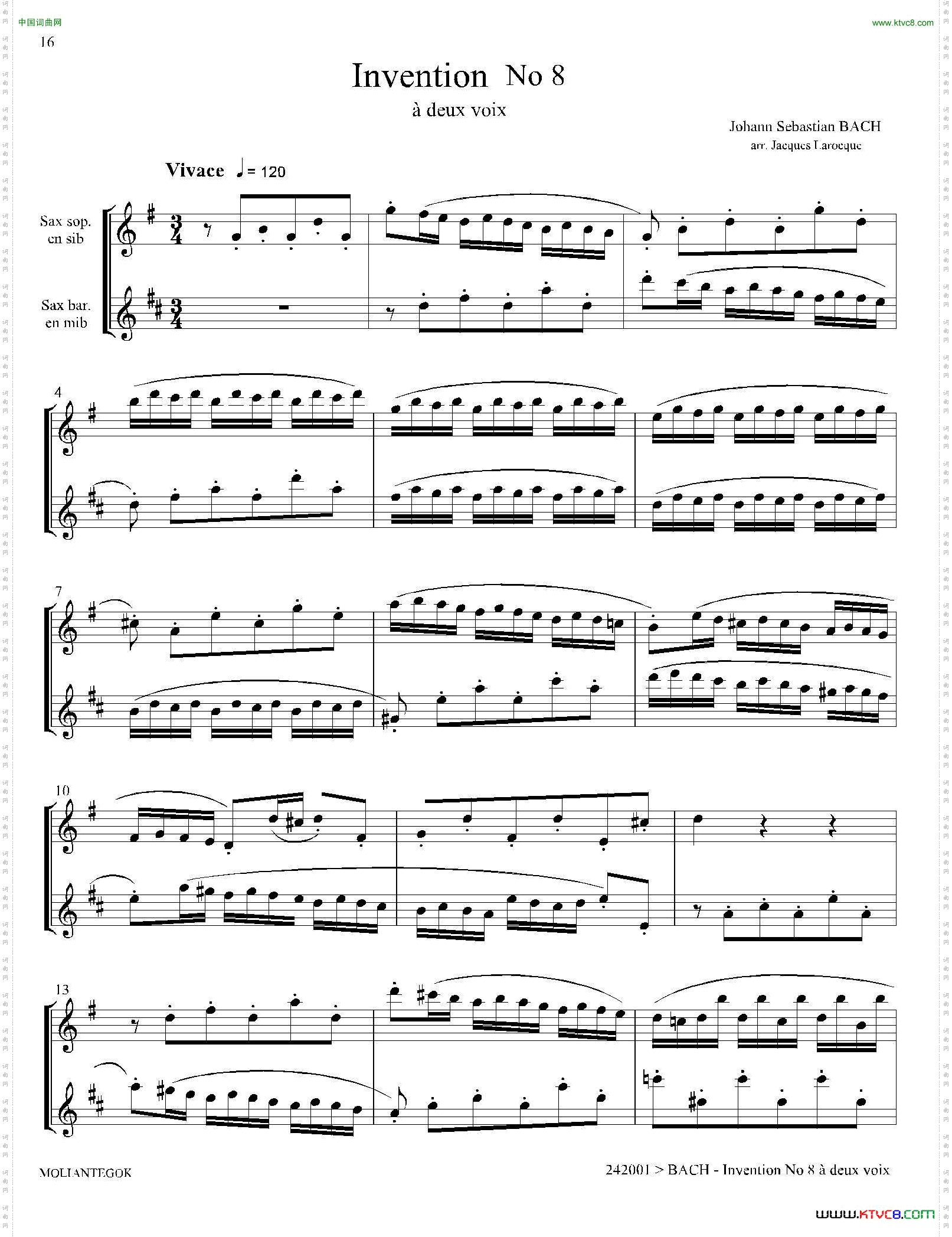 Inventions巴赫15首创意曲二重奏—8_Inventions 巴赫15首创意曲二重奏—8